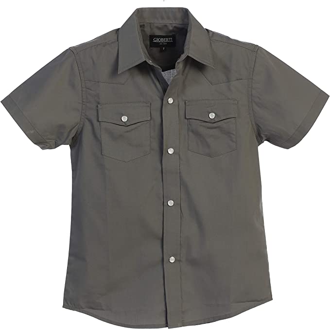 Men's Casual Western Solid Short Sleeve Shirt with Pearl Snaps GB-SS95W