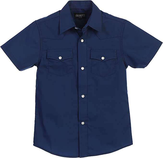 Men's Casual Western Solid Short Sleeve Shirt with Pearl Snaps GB-SS95W