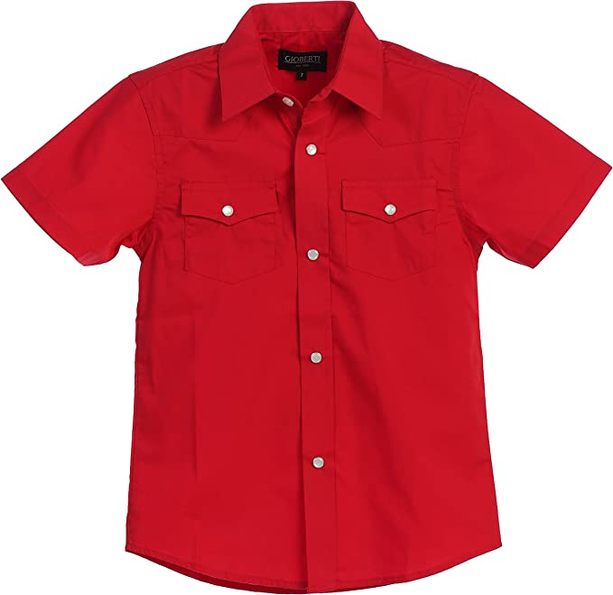 Men's Casual Western Solid Short Sleeve Shirt with Pearl Snaps GB-SS95W
