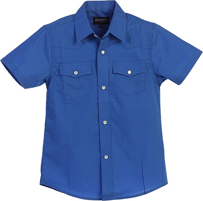 Men's Casual Western Solid Short Sleeve Shirt with Pearl Snaps GB-SS95W