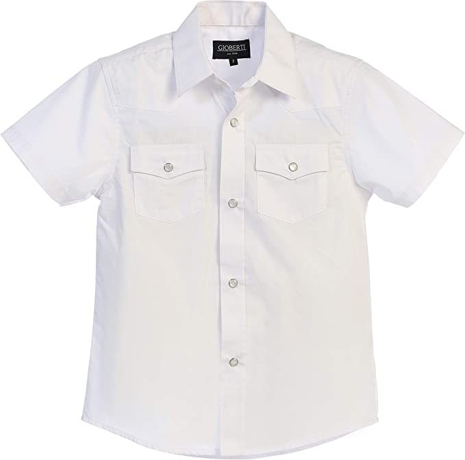 Men's Casual Western Solid Short Sleeve Shirt with Pearl Snaps GB-SS95W