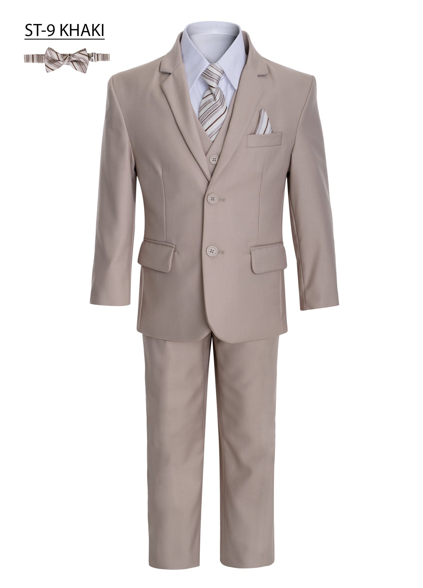Boys' Slim Fit Seven Pieces Set Tie, Bow Tie, Pocket Squarer Size 7-18 MG-ST1