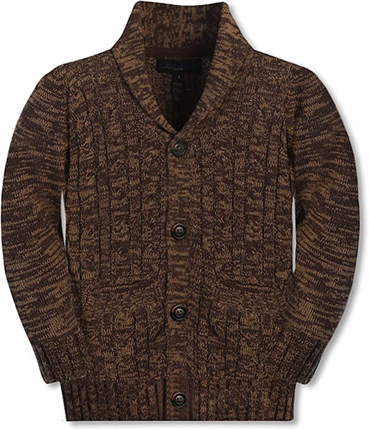 Boy's 100% Cotton Knitted Shawl Collar Cardigan Sweater GB-SW1