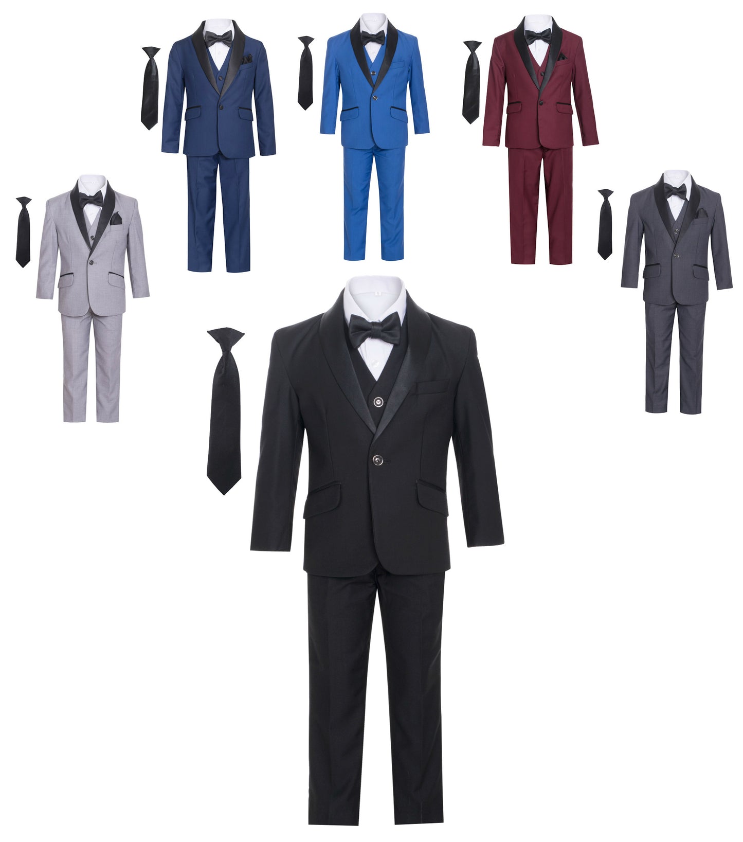 Boys' Husky Fit Shawl Collar Tuxedo Seven Pieces Set Size 8-20 MG-1026H