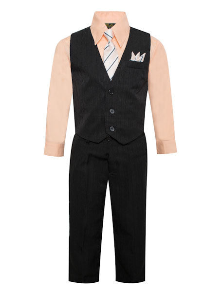 Boys Vest Suit Shirt Tie Pants Pinstripe Size 5-7 RFL-1688