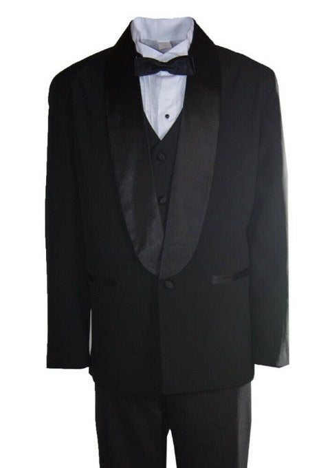 Boys Tuxedo Shawl Lapel 5 Pcs Set With Shirt And Bow Tie RFL-009