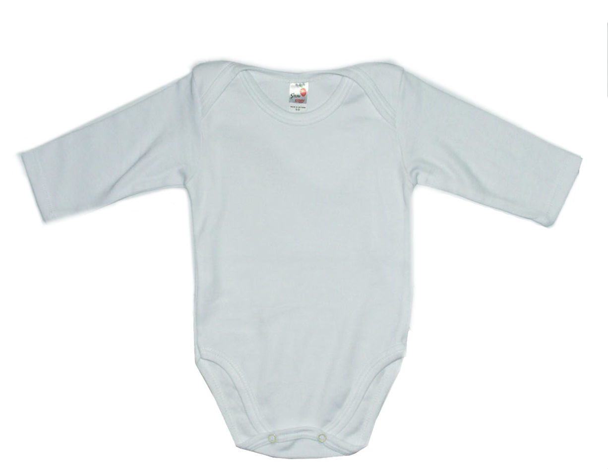 Boys Bodysuits Solid Plain Blank , Print  Long Sleeve Cotton Size 0-24 Mont KC-4419L