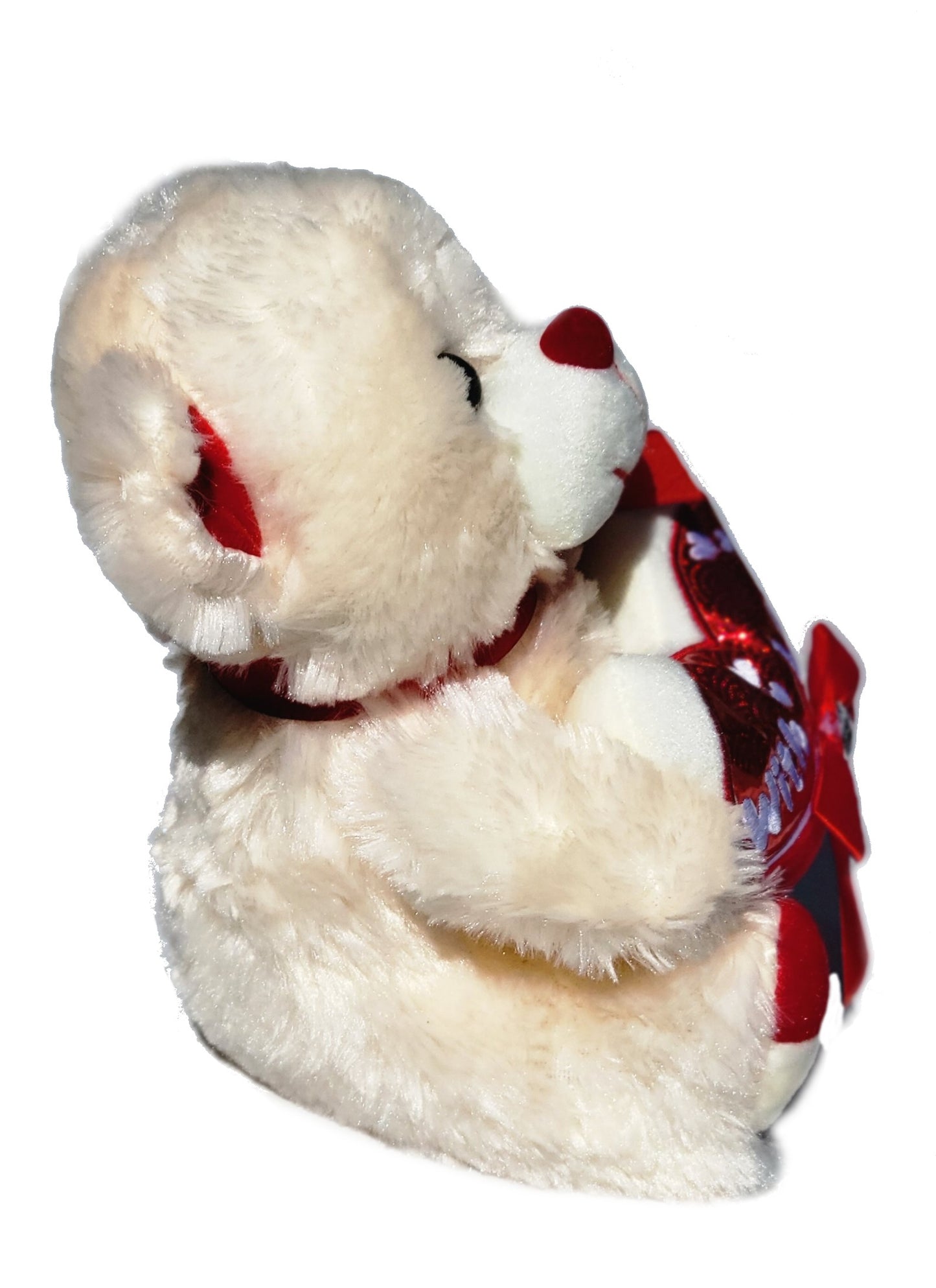 Cream Bear Holding Red Foil with Love Heart 9 Inches Valentine's Day Gift & Home Decor