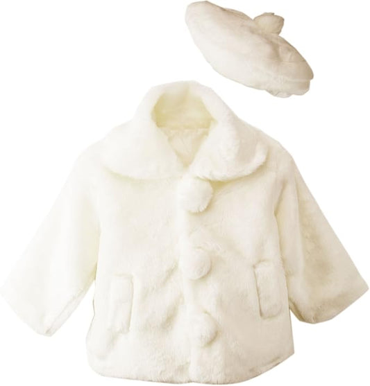 Little Girls Faux Fur Coat with Hat