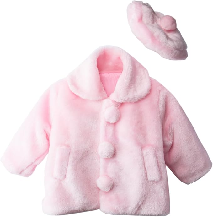 Little Girls Faux Fur Coat with Hat