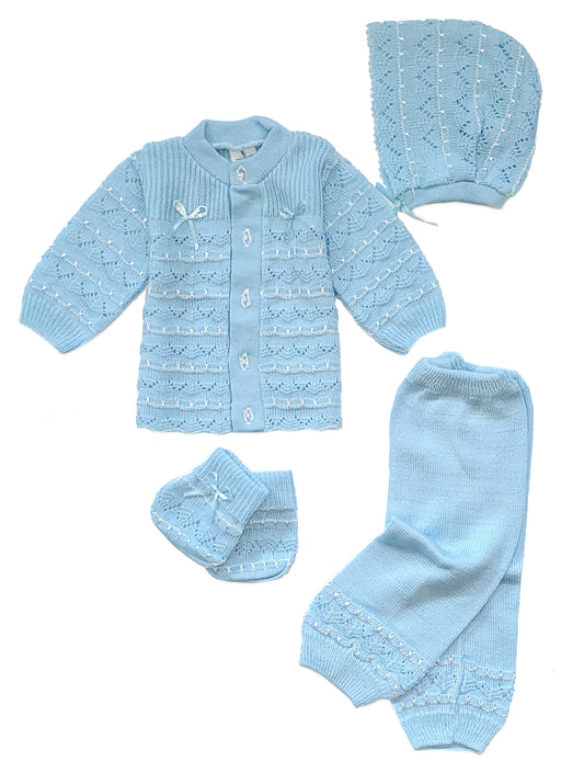 Wholesale Crystal Crochet 4 Piece Cardigan Outfit Set