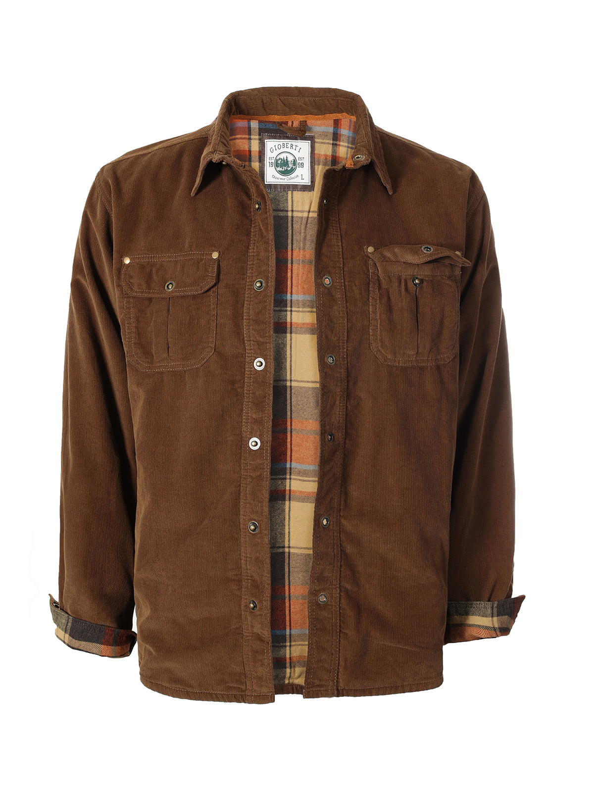 Gioberti Men's Twill Shirt Jacket with Flannel Lining