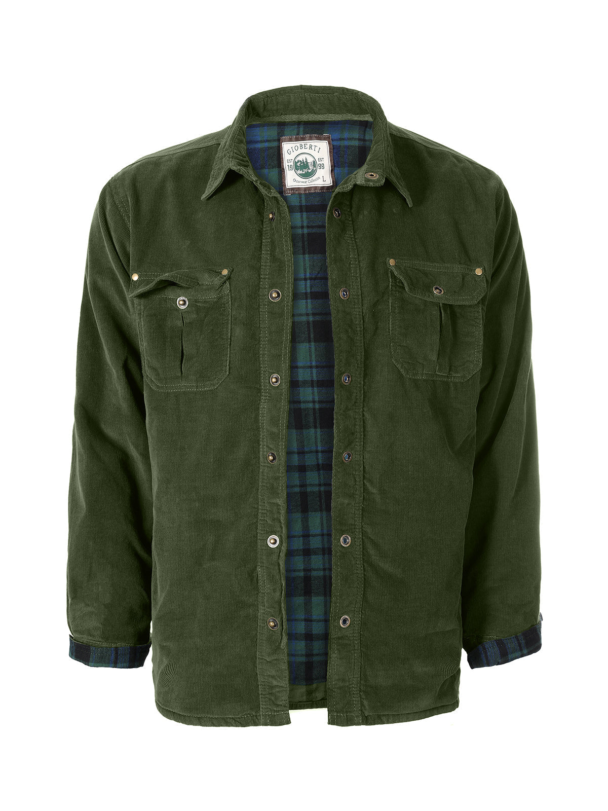 Gioberti Men's Twill Shirt Jacket with Flannel Lining