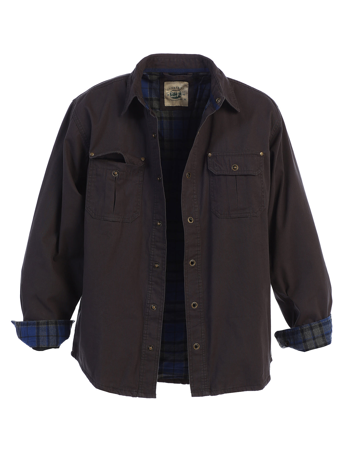 Gioberti Men's Twill Shirt Jacket with Flannel Lining