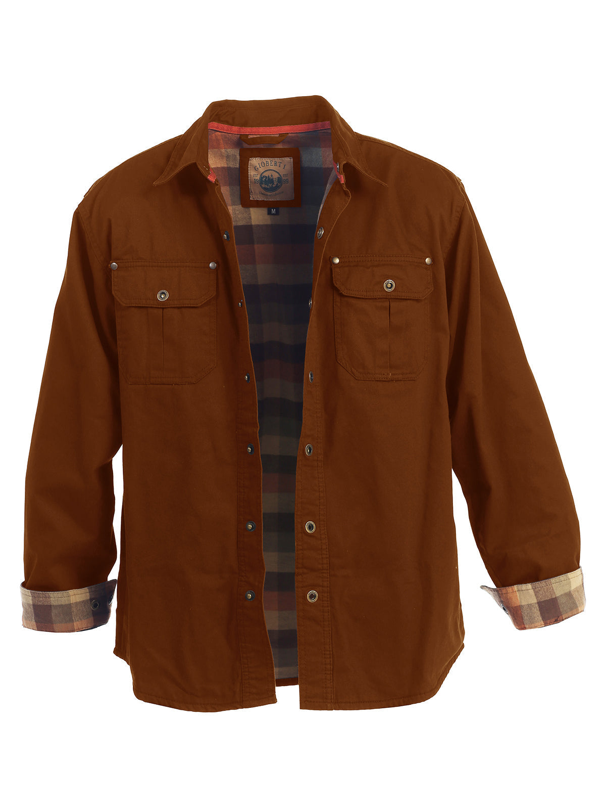 Gioberti Men's Twill Shirt Jacket with Flannel Lining