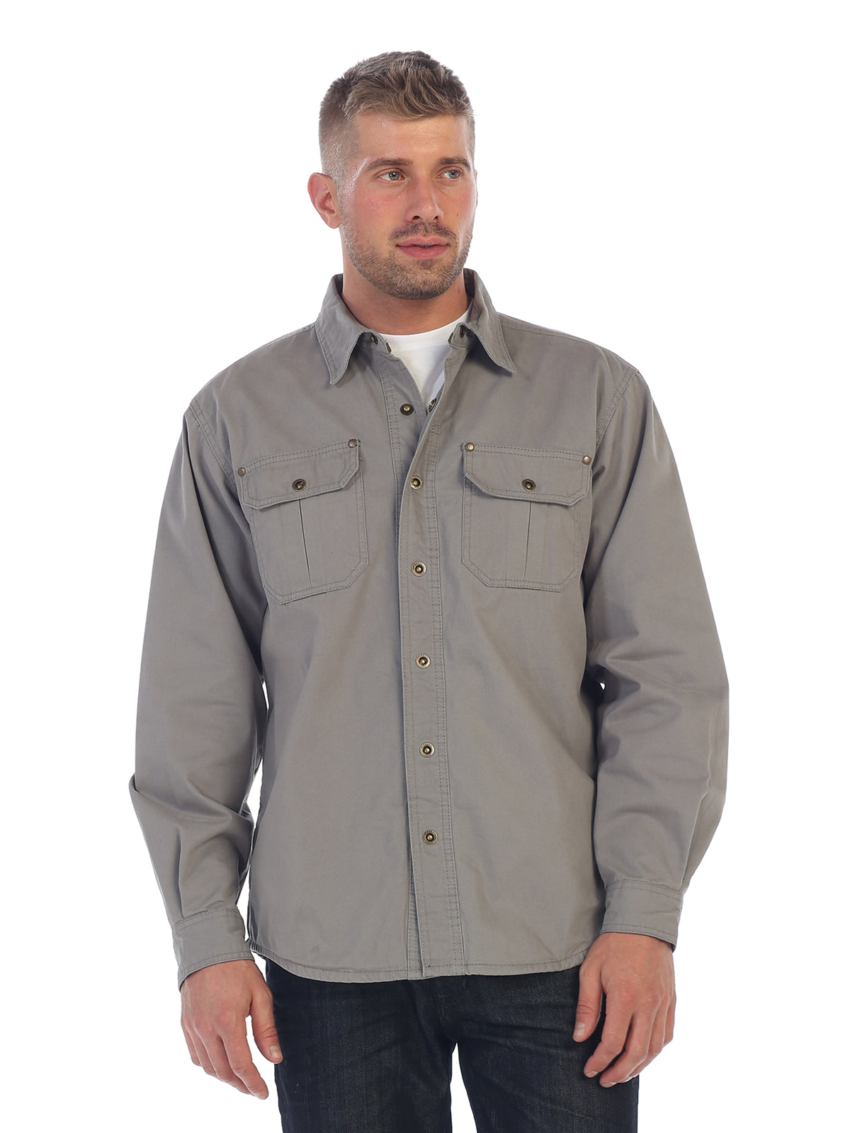 Gioberti Men's Twill Shirt Jacket with Flannel Lining