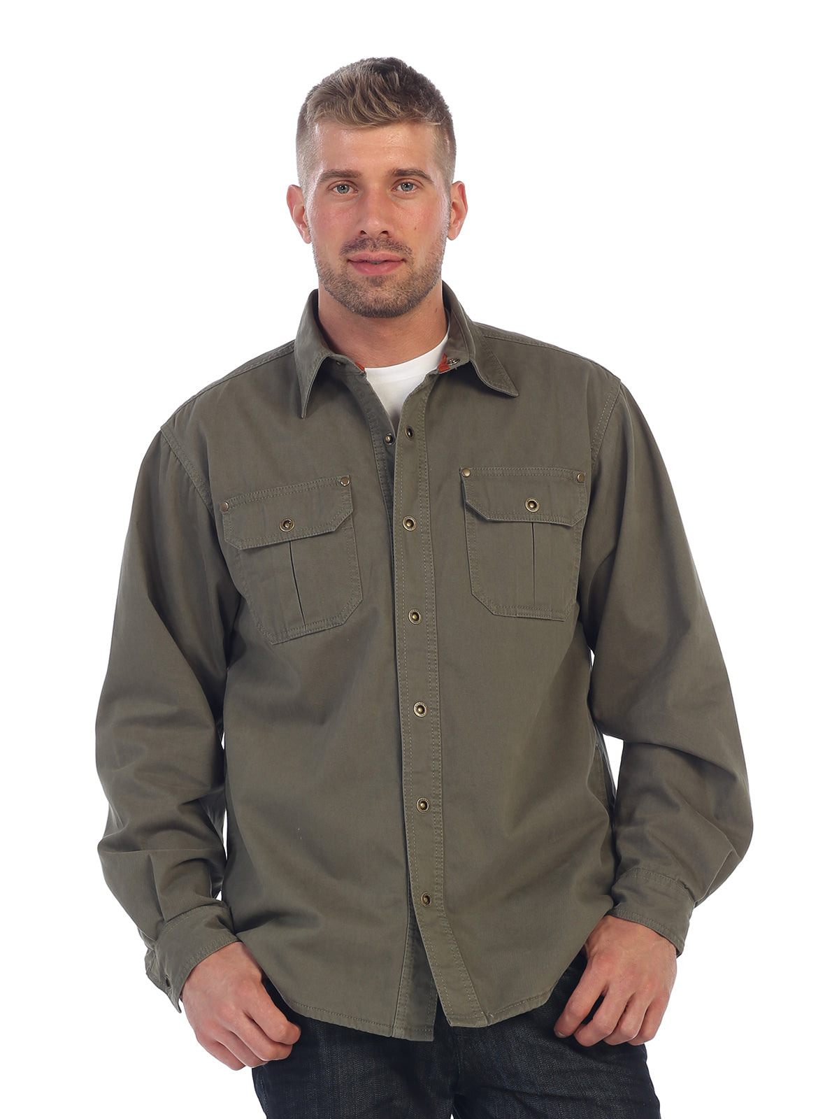 Gioberti Men's Twill Shirt Jacket with Flannel Lining