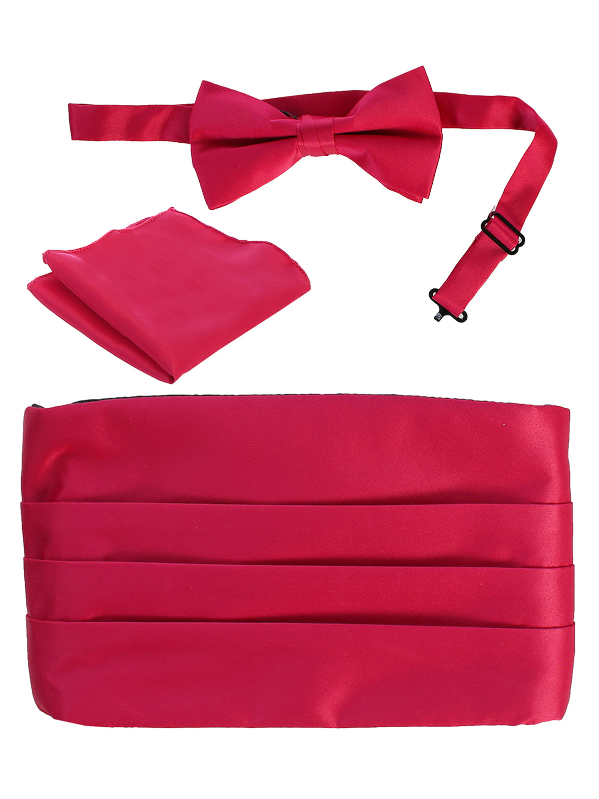 men's bow tie, pocket square, and cummerbund set