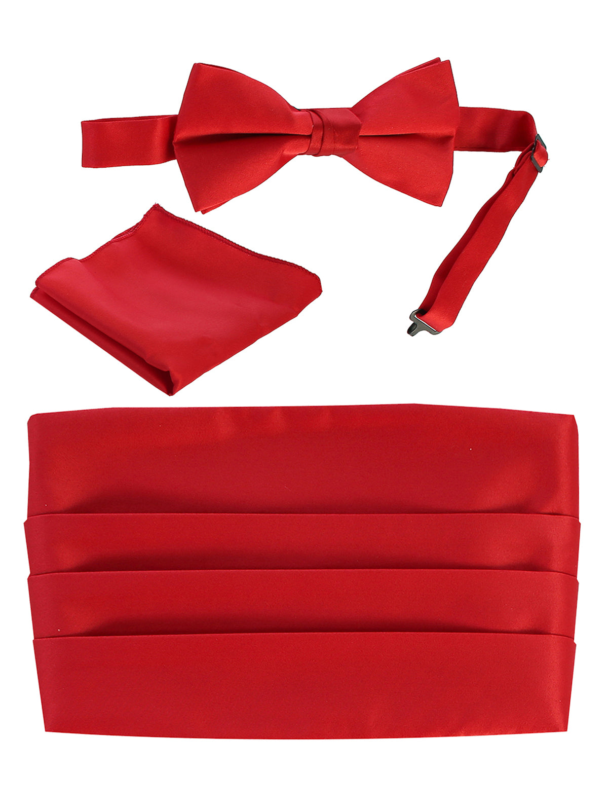 men's bow tie, pocket square, and cummerbund set