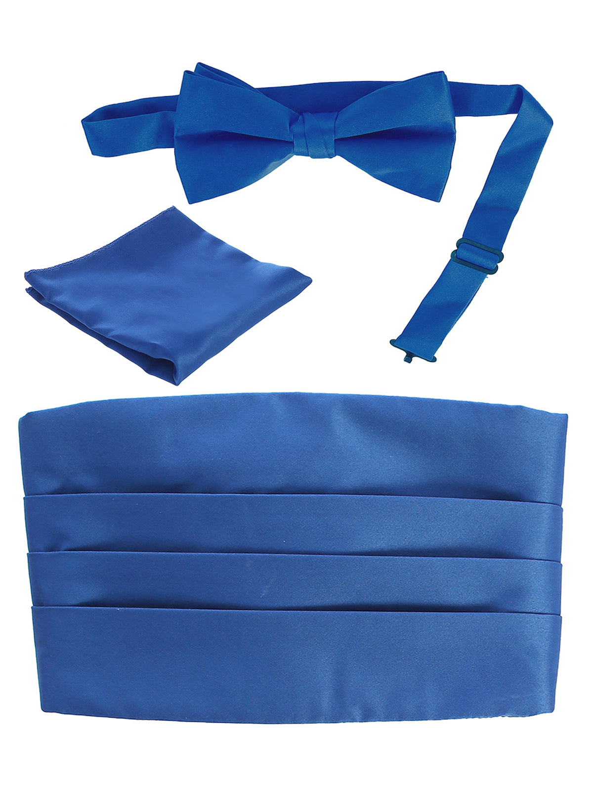 men's bow tie, pocket square, and cummerbund set