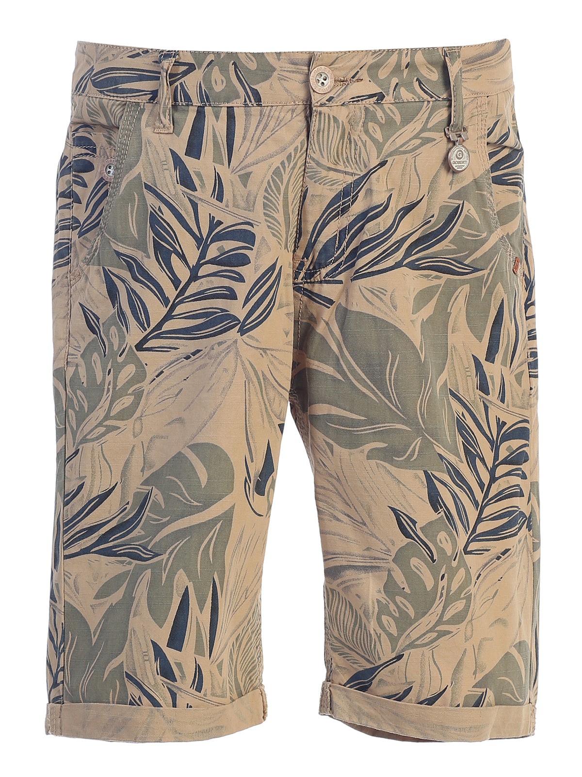 boy's flat front floral shorts front