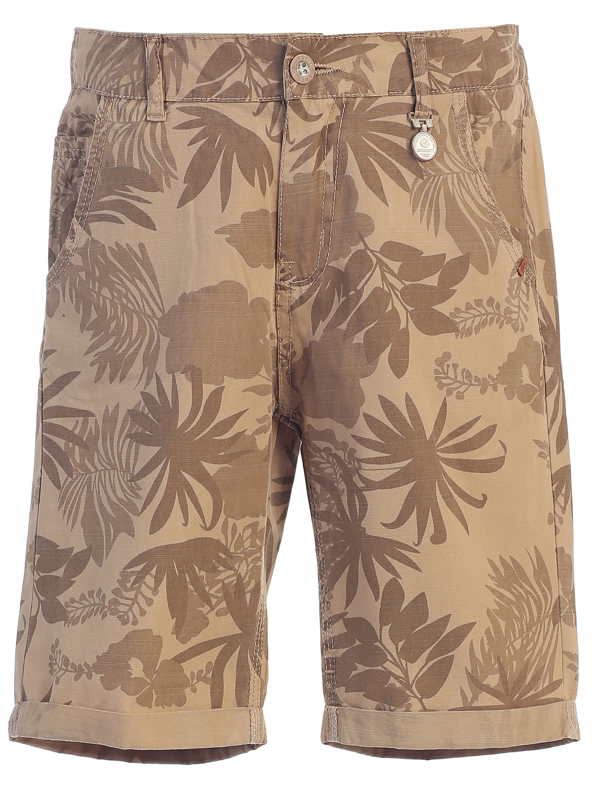 boy's flat front floral shorts front