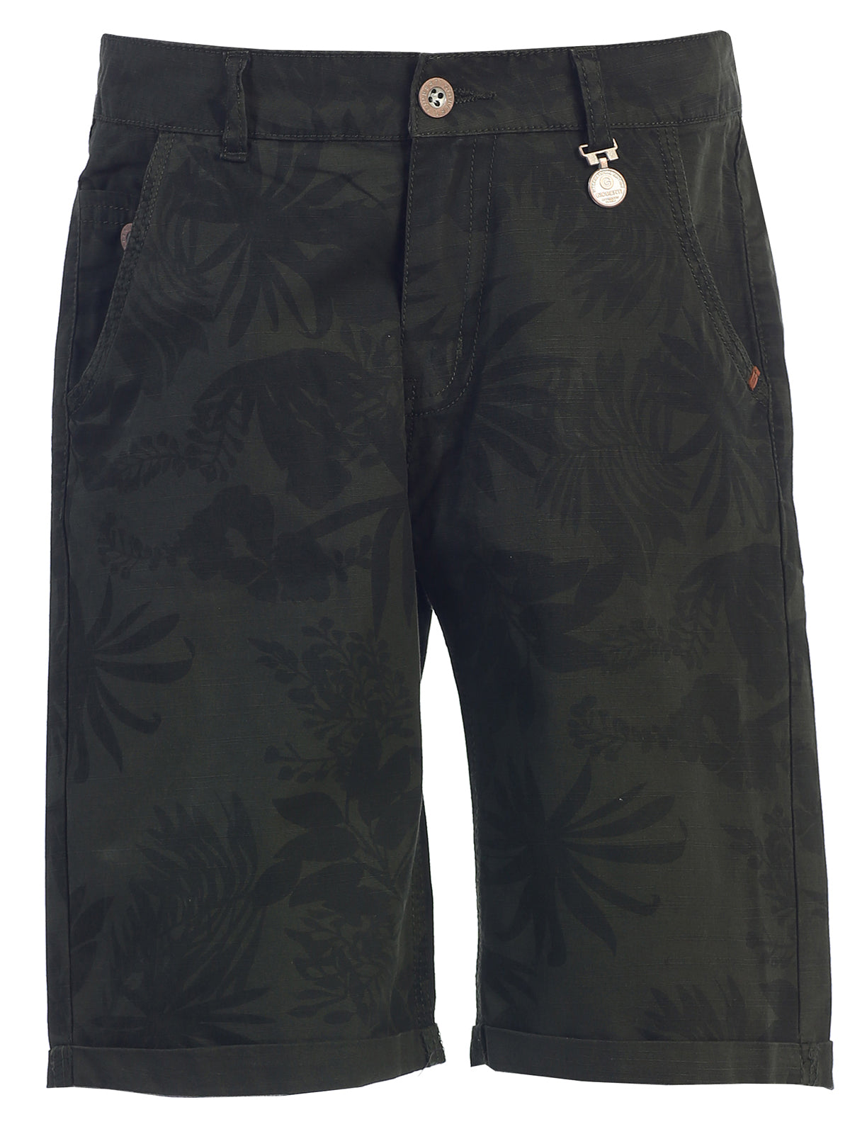 boy's flat front floral shorts front