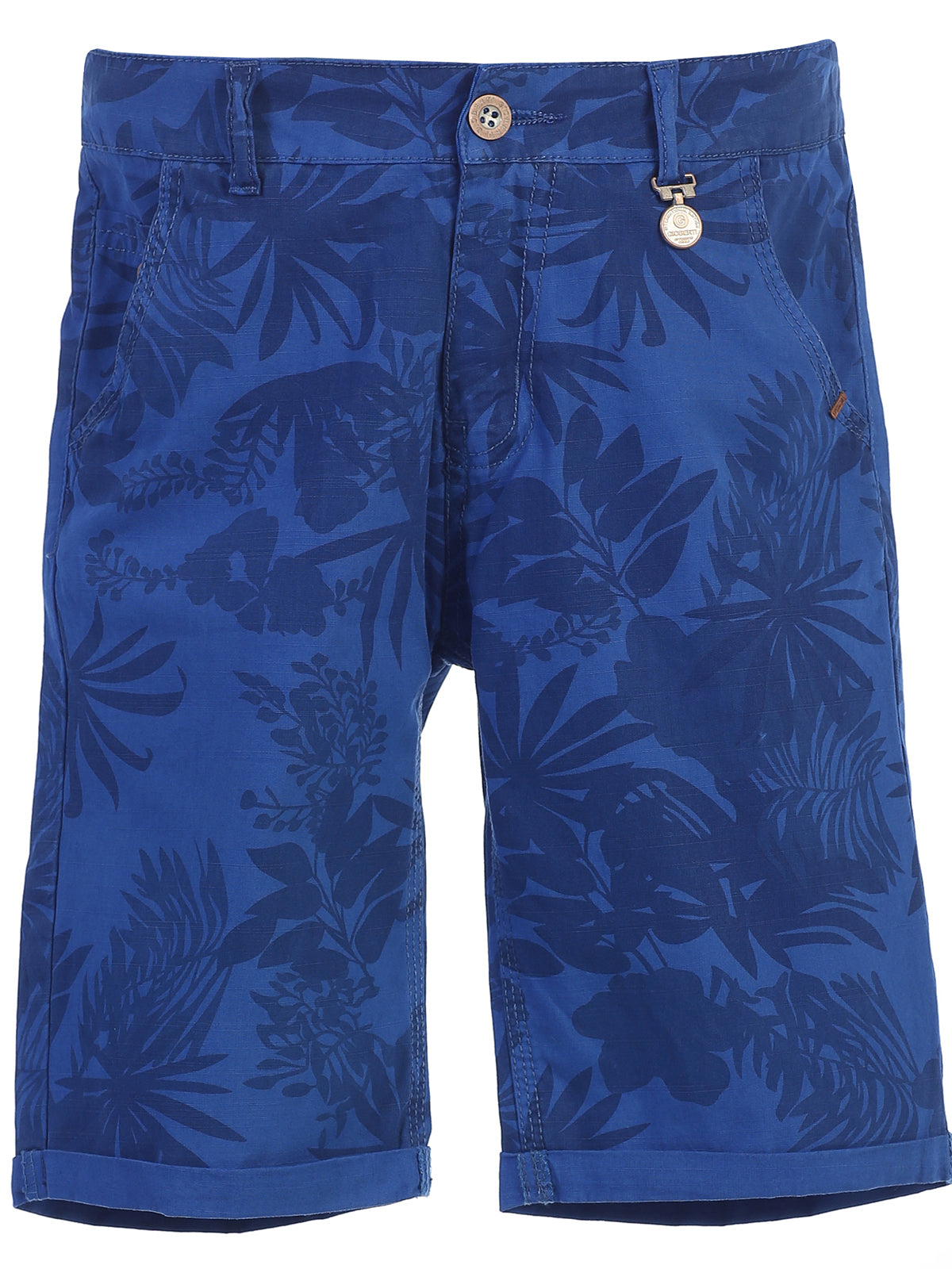 boy's flat front floral shorts front