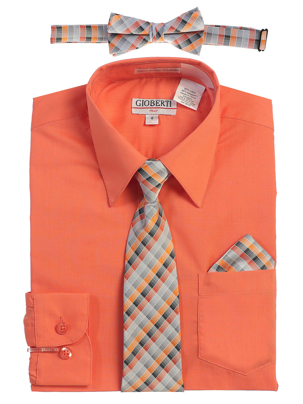 Boy's Long Sleeve Dress Shirt and Tie Set