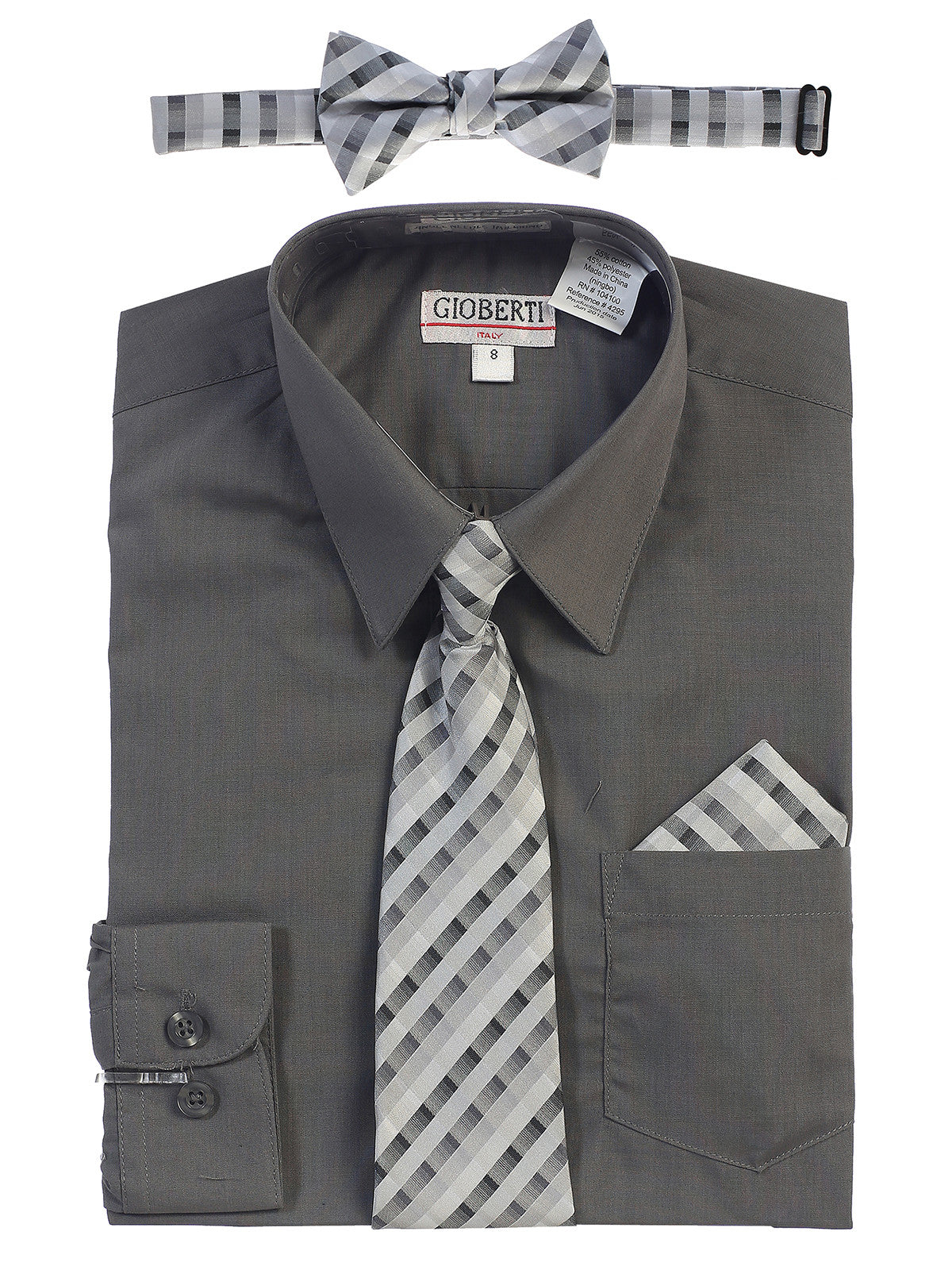 Boy's Long Sleeve Dress Shirt and Tie Set