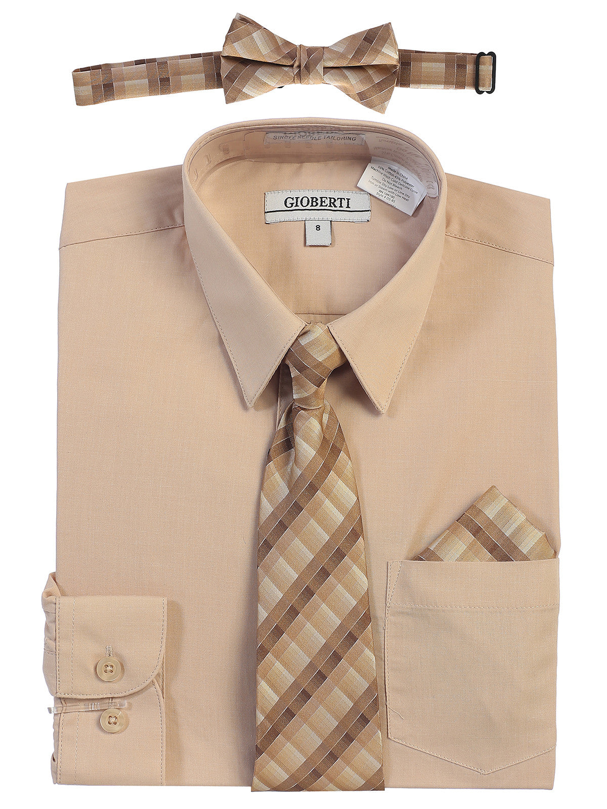 Boy's Long Sleeve Dress Shirt and Tie Set