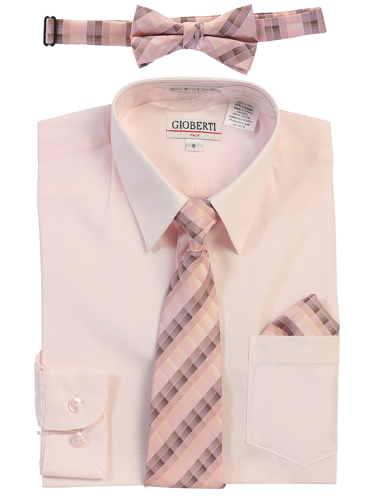 Boy's Long Sleeve Dress Shirt and Tie Set