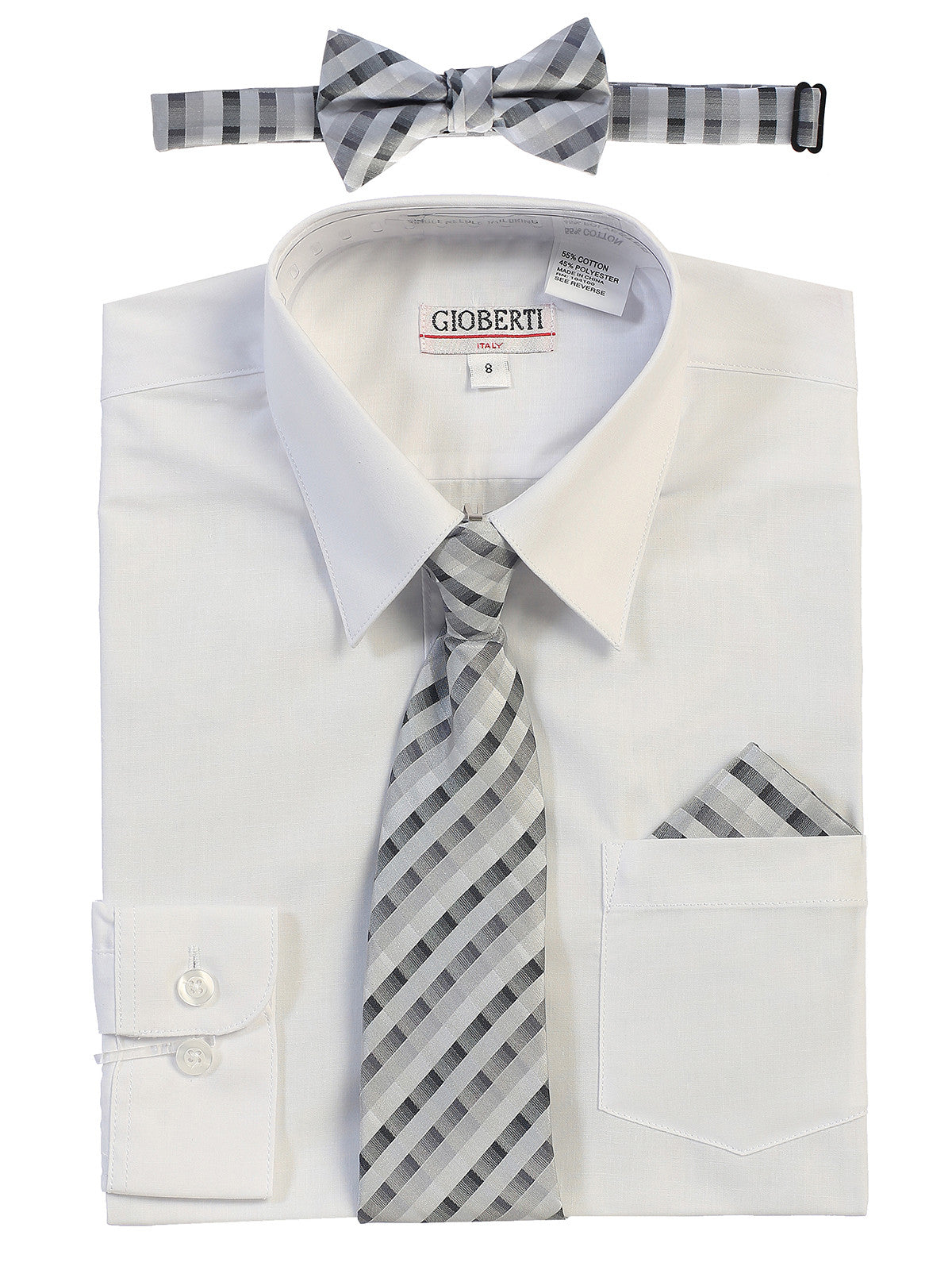 Boy's Long Sleeve Dress Shirt and Tie Set