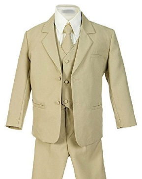 Boys Suit 5-Piece Solid Set With Shirt And Vest 100% Polyester Size 8-20 RFL-BY-013