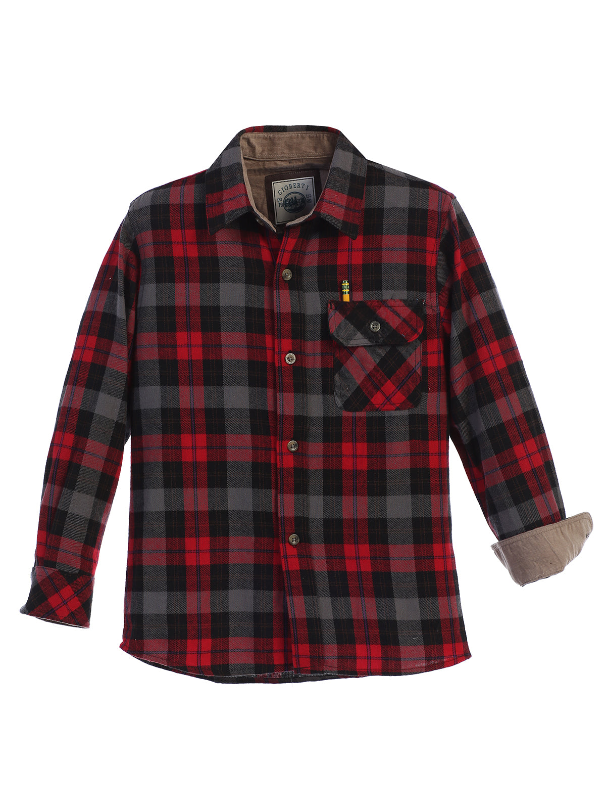 boys long sleeve plaid checked flannel