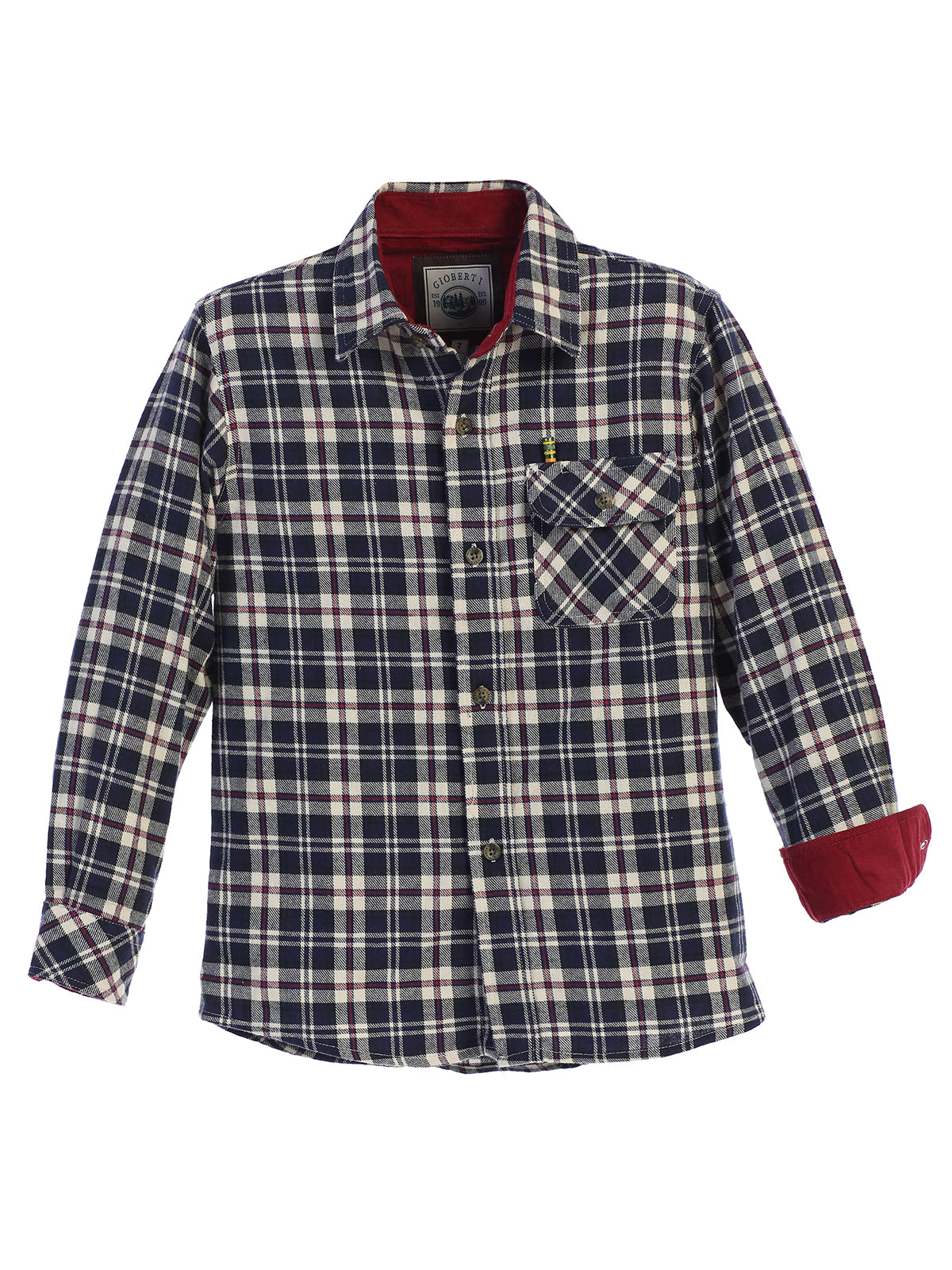 boys long sleeve plaid checked flannel