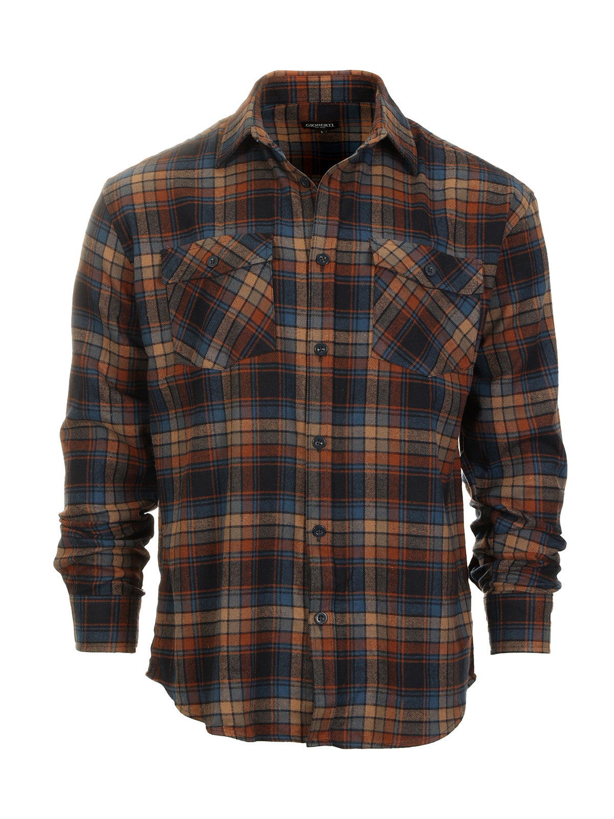 Mens Long Sleeve Flannel Plaid Checked Double Pocketed Shirt