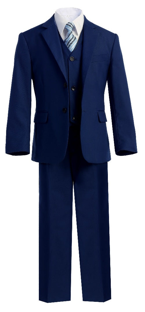 Boys Slim Fit Suit 5 Pcs Set Solid Formal Wear Graduation Size 2T -14 BY-019