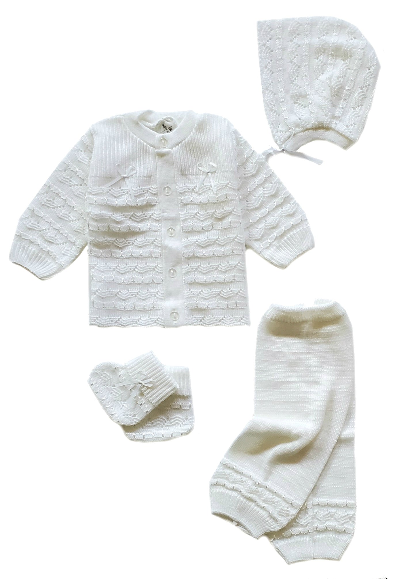 Wholesale Crystal Crochet 4 Piece Cardigan Outfit Set