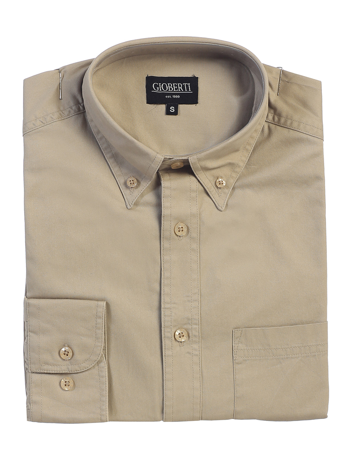 Men's Long Sleeve Casual Twill Shirts Folded