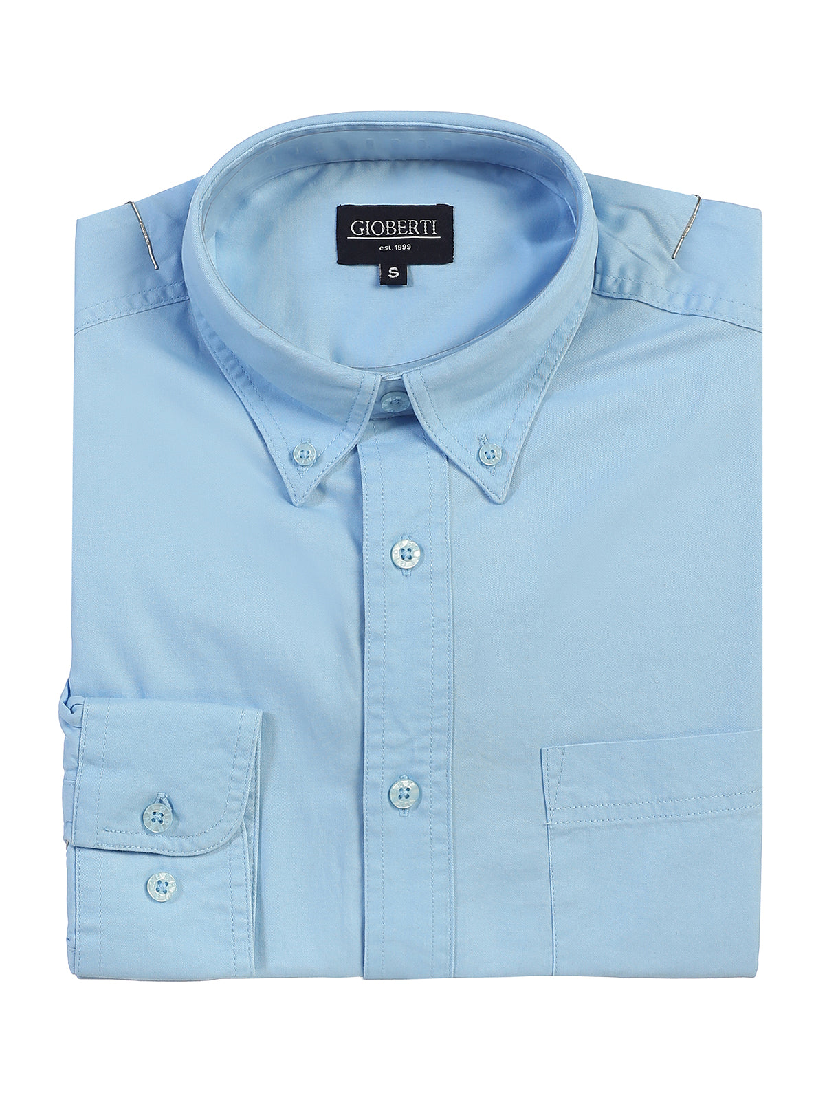 Men's Long Sleeve Casual Twill Shirts Folded