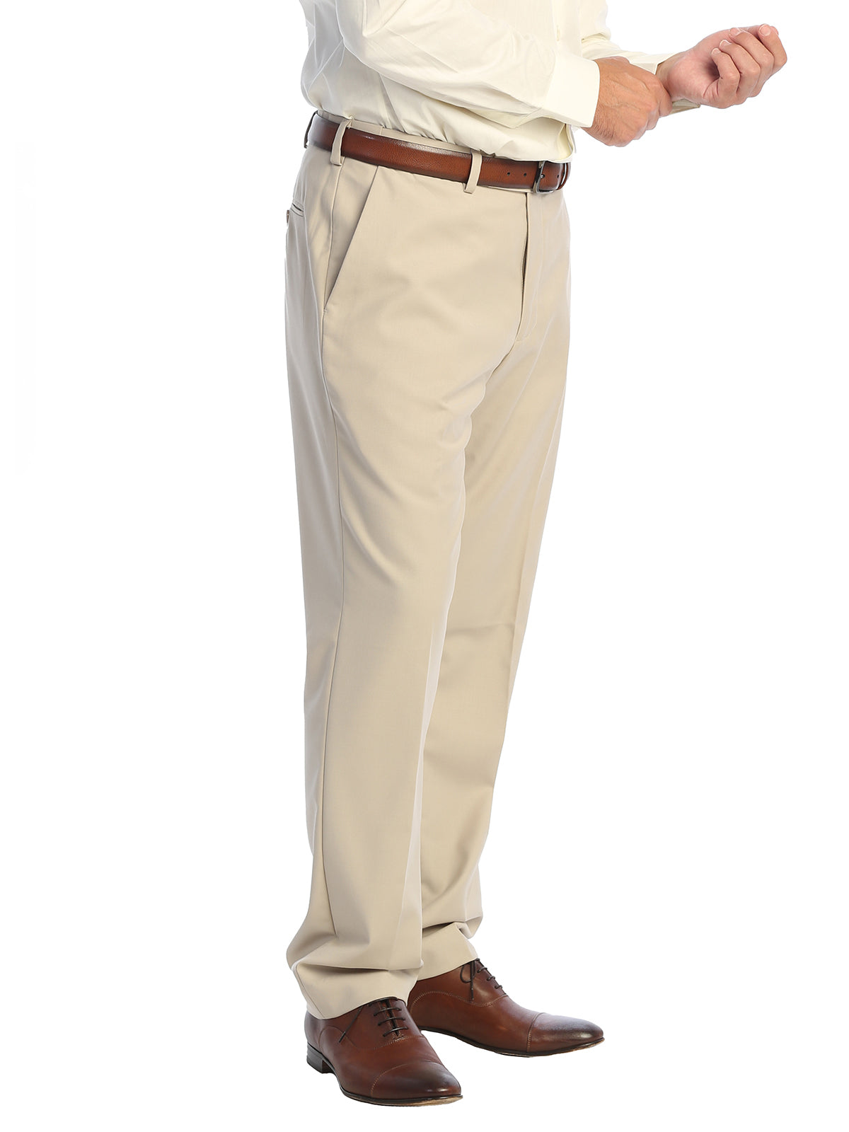 Men's Expandable Waist Dress Pants, Beige