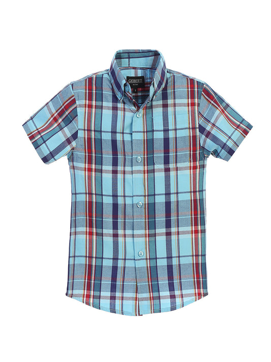 Boys Plaid Short Sleeve Shirt