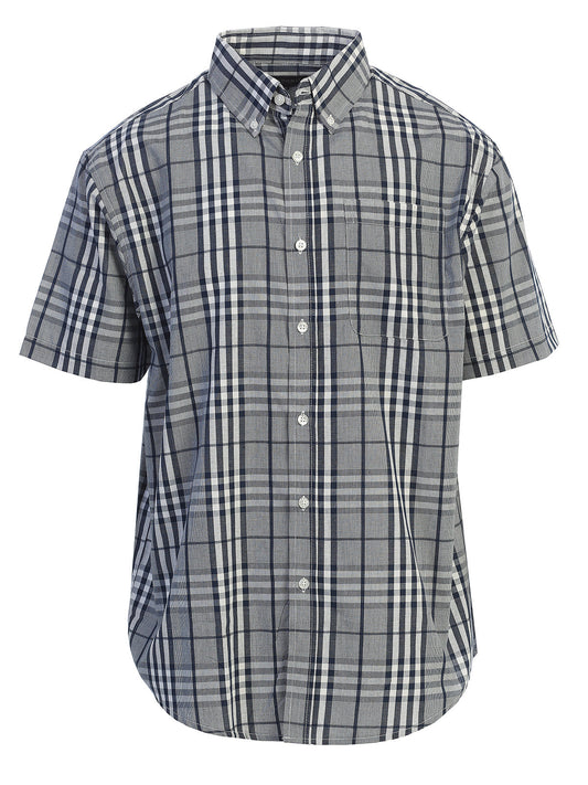 Mens Casual Plaid Short Sleeve Button Down Shirt