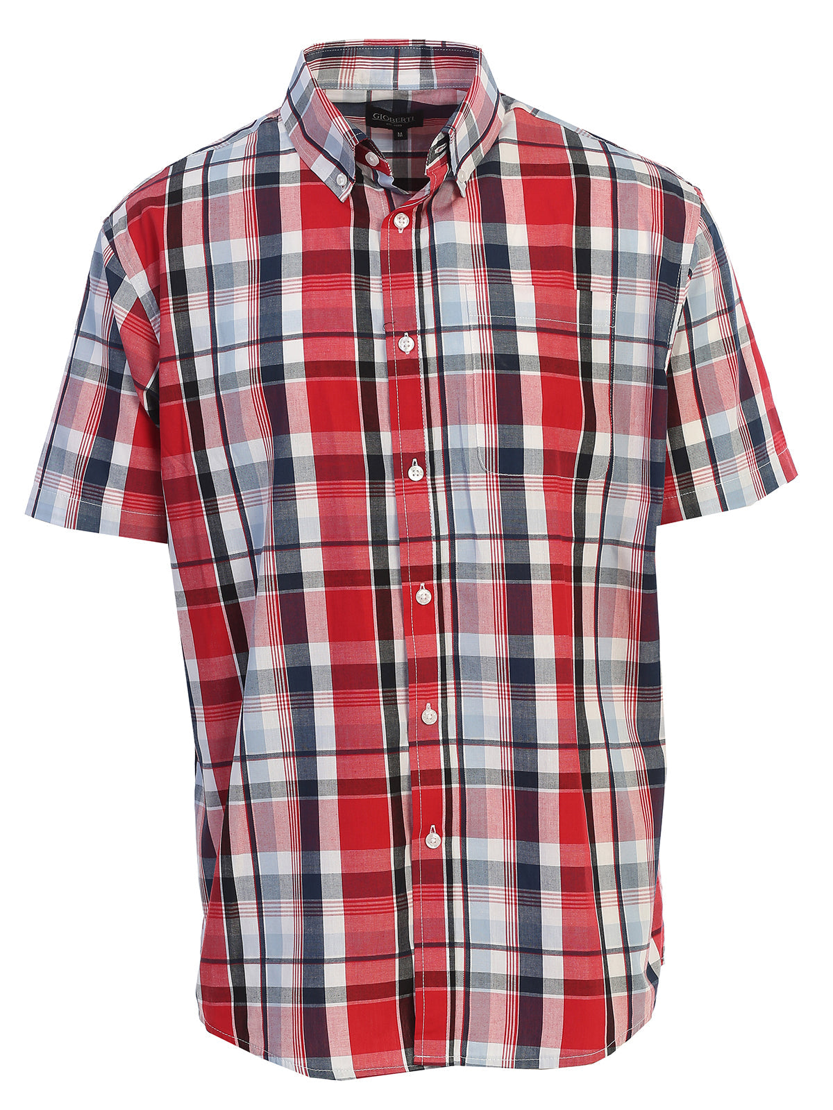 Mens Casual Plaid Short Sleeve Button Down Shirt