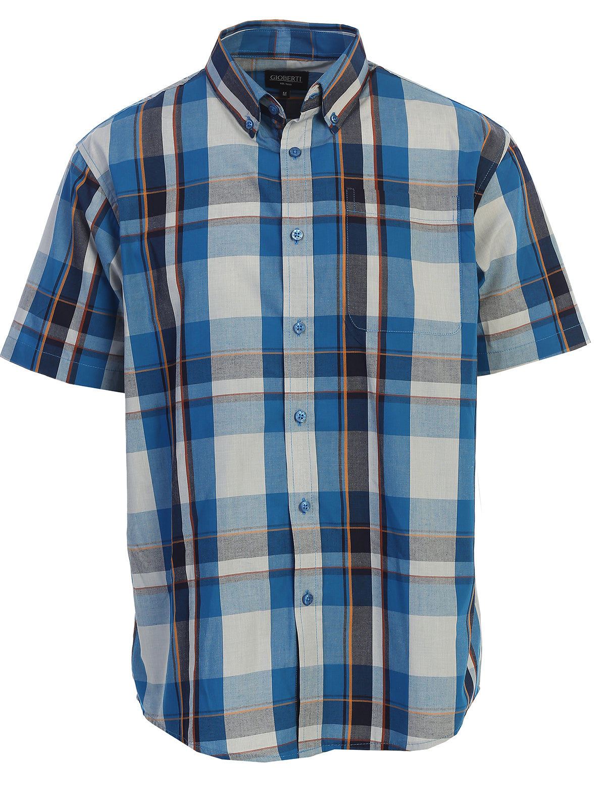 Mens Casual Plaid Short Sleeve Button Down Shirt