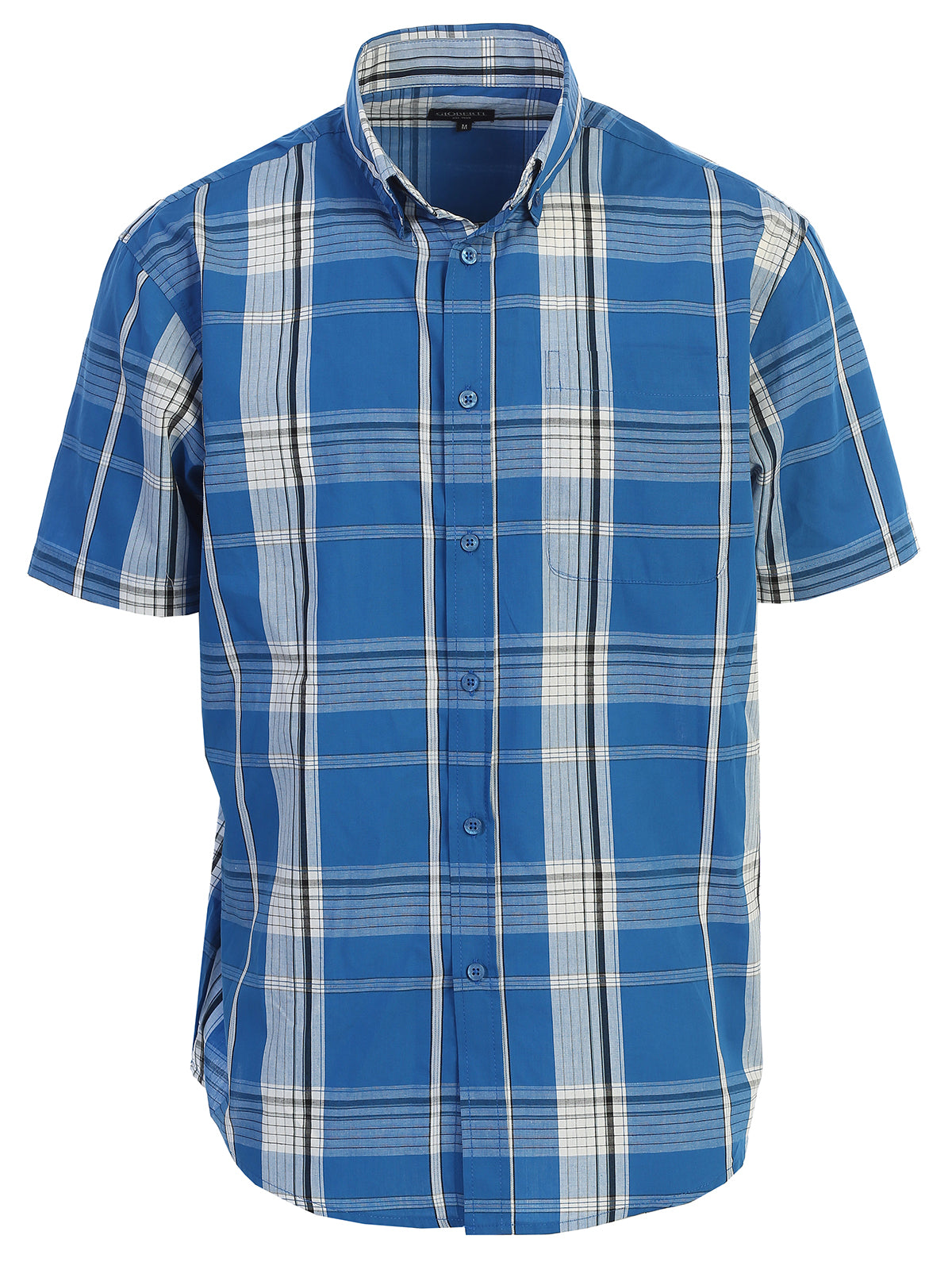 Mens Casual Plaid Short Sleeve Button Down Shirt