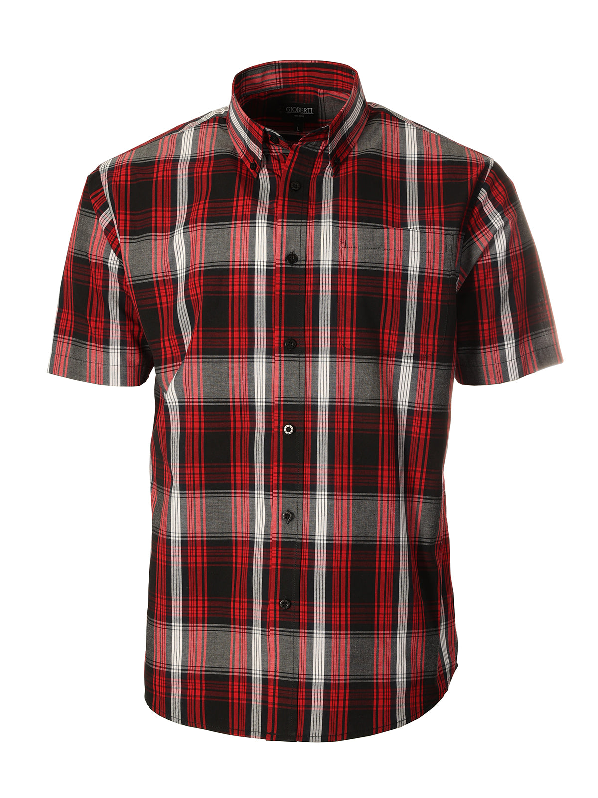 Mens Casual Plaid Short Sleeve Button Down Shirt