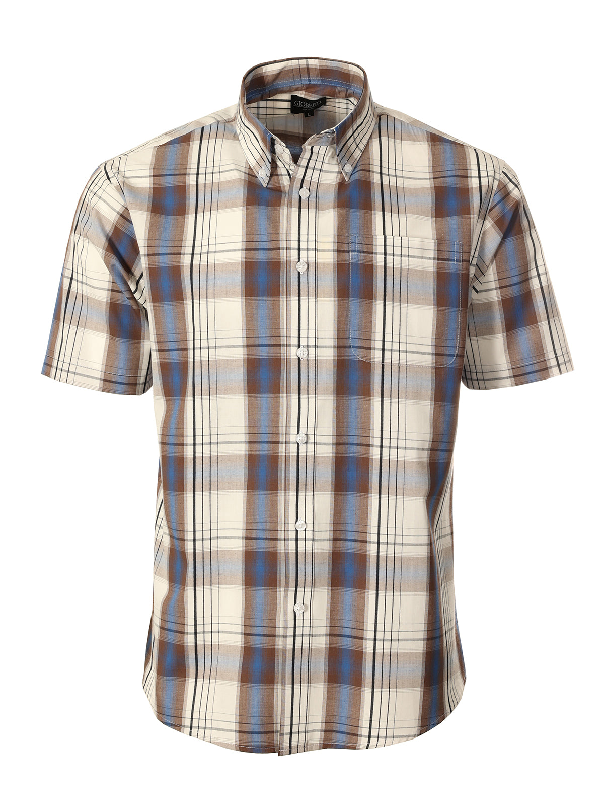 Mens Casual Plaid Short Sleeve Button Down Shirt