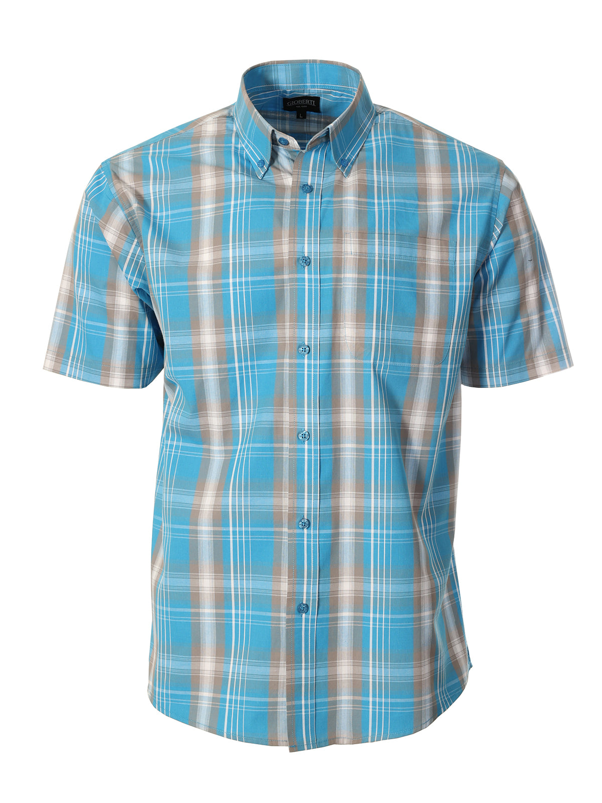 Mens Casual Plaid Short Sleeve Button Down Shirt